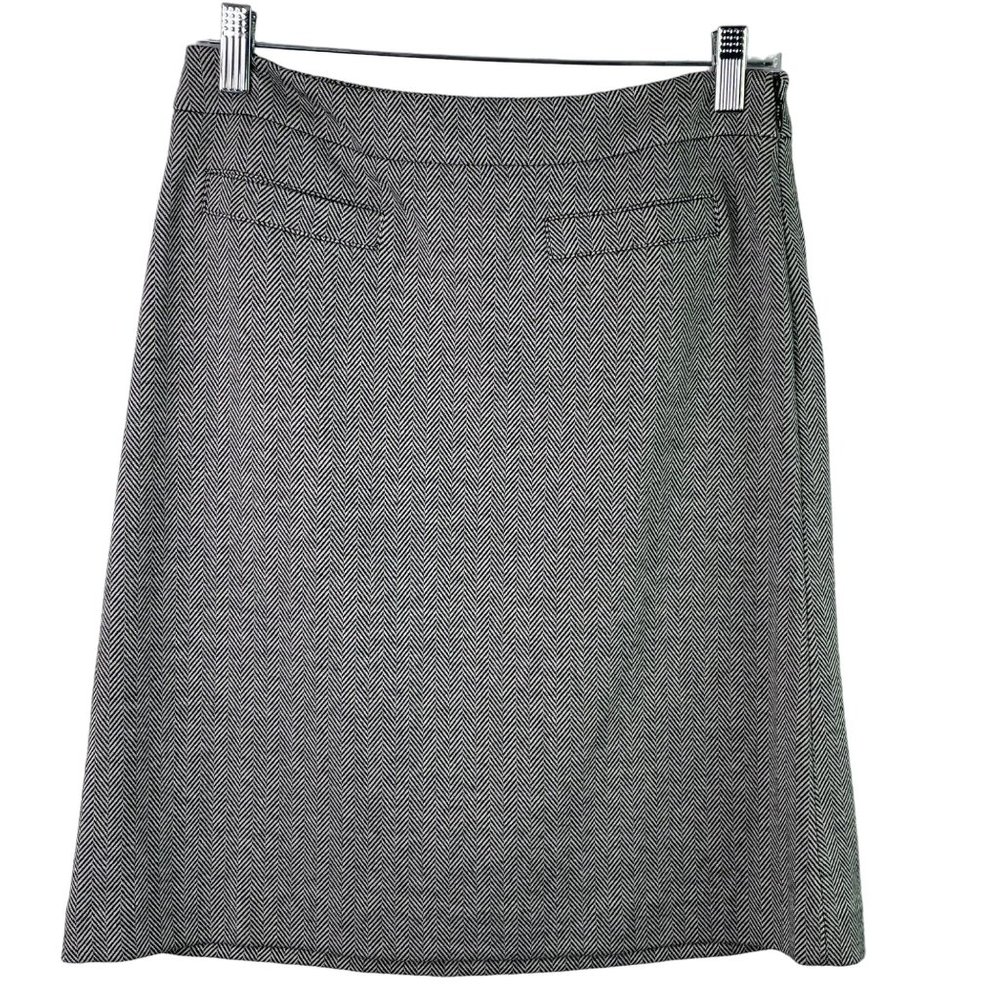 Talbots Skirt Herringbone Black White Cotton Blend Size 2P New